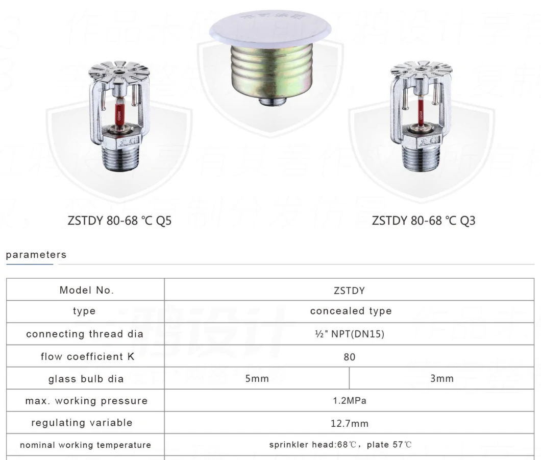 1/2NPT DN15 Full Brass Concealed Type Esfr Fire Sprinkler Head for Fire Sprinkler System